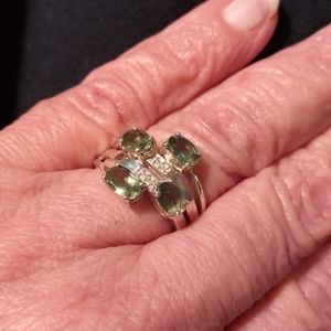Mandrare green apatite & diamond Sterling silver r